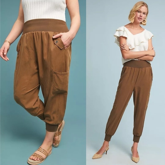 Anthropologie Maeve Pants Small Joggers Cicerone Cupro Utility Pocket - Picture 2 of 15